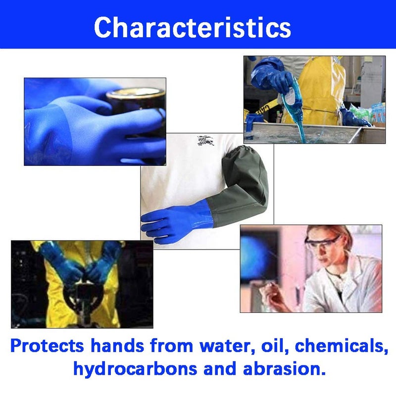 urhgart Long Waterproof Rubber Gloves, Pond Gloves, 28â€ Shoulder Length Insulated PVC Coated Chemical Resistant Gloves Reusable, Resist Acid, Alkali & Oil, Machinery, Industry, Fishery, Aquarium Gloves - Image 5
